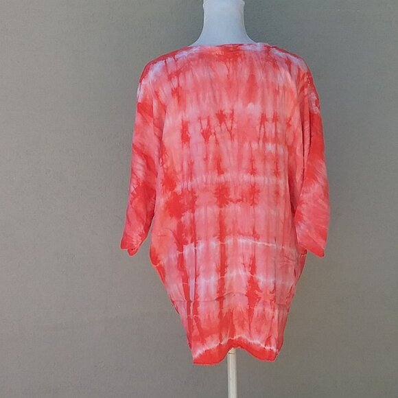 Tenament Tee Shirt Women's Size Med Orange Distressed Tie-Dye Boho Hippie - Picture 3 of 6